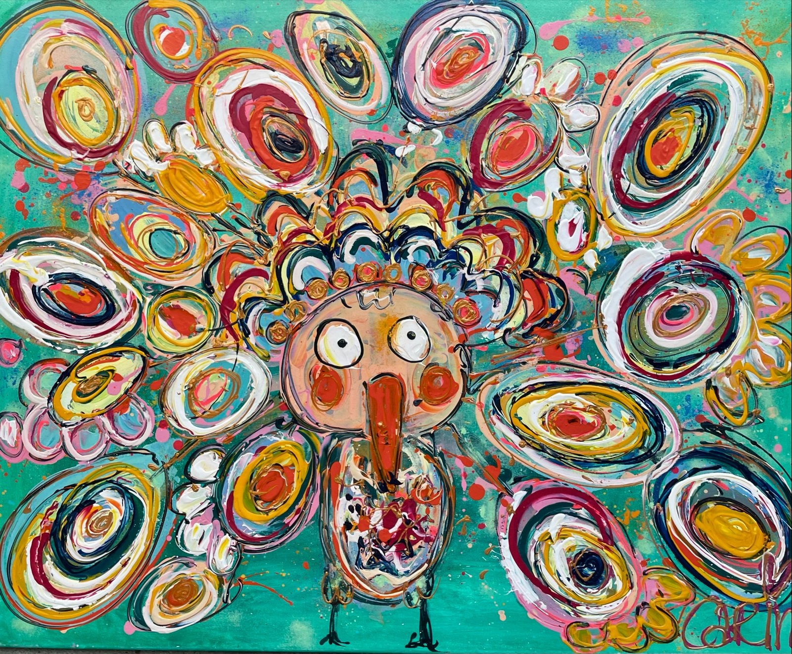 Naïeve Kleurrijke Kunst: Vrolijk en Levendig Schilderij, Acrylverf, Overig onderwerp, Handgeschilderd, Ophalen of Verzenden