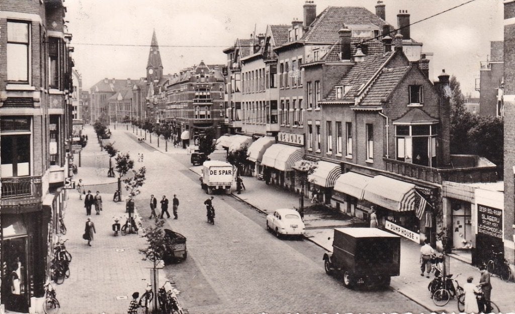 740V Rotterdam Rosier Faasenstraat vanaf Spanjaardstraat, Verzamelen, Ophalen of Verzenden, 1940 tot 1960, Gelopen, Zuid-Holland