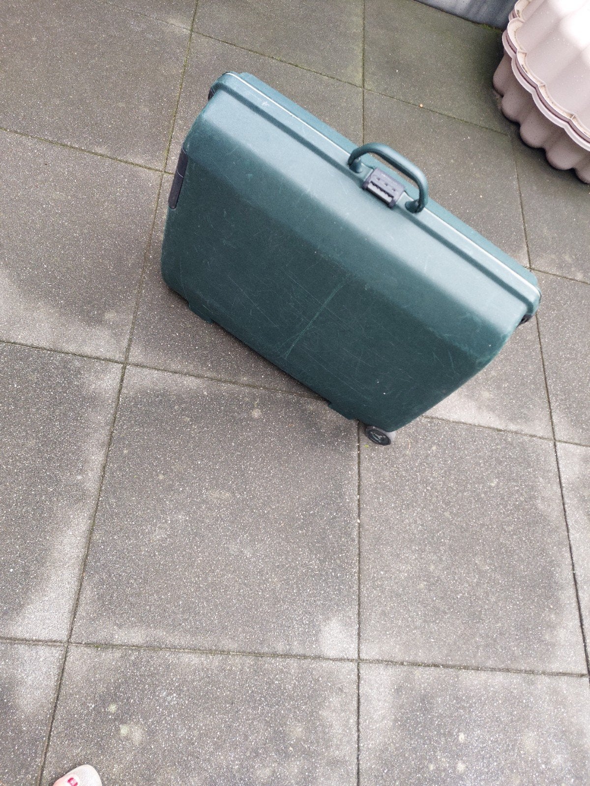 samsonite koffer donker groen met wieletjes, Gebruikt, Hard kunststof, 70 cm of meer, 35 tot 45 cm