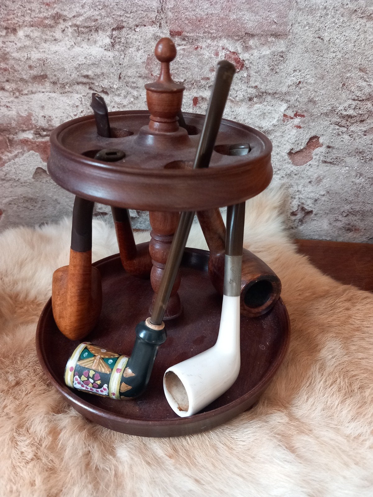 Collectie van 5 diverse tabakspijpen met standaard, Verzamelen, Rookartikelen, Aanstekers en Luciferdoosjes, Ophalen of Verzenden