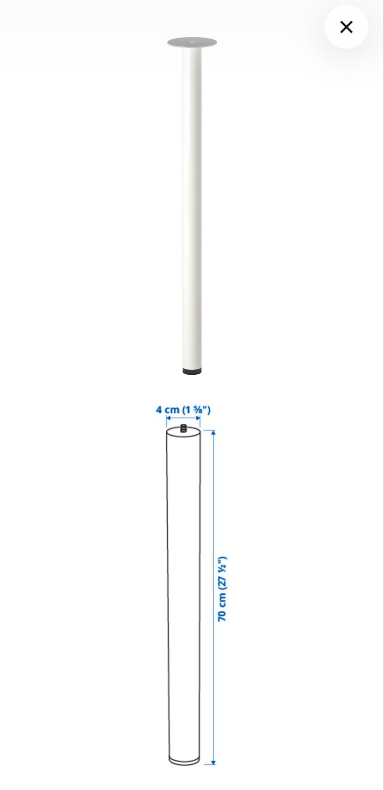 IKEA Adils tafelpoten wit - 4 stuks, Huis en Inrichting, Tafelonderdelen, Ophalen, Tafelpoot, 50 tot 100 cm, Rond