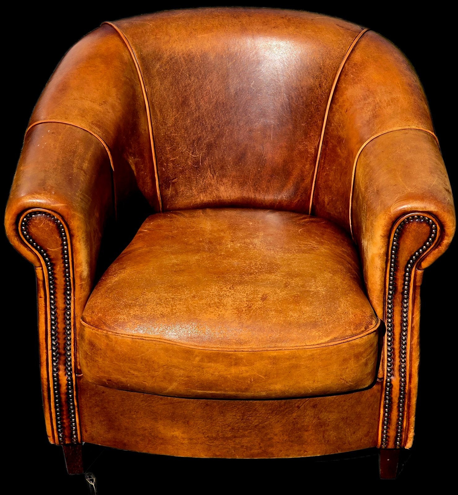 Set van 2 Vintage schapenleren Clubfauteuils + BEZORGING, Ophalen of Verzenden