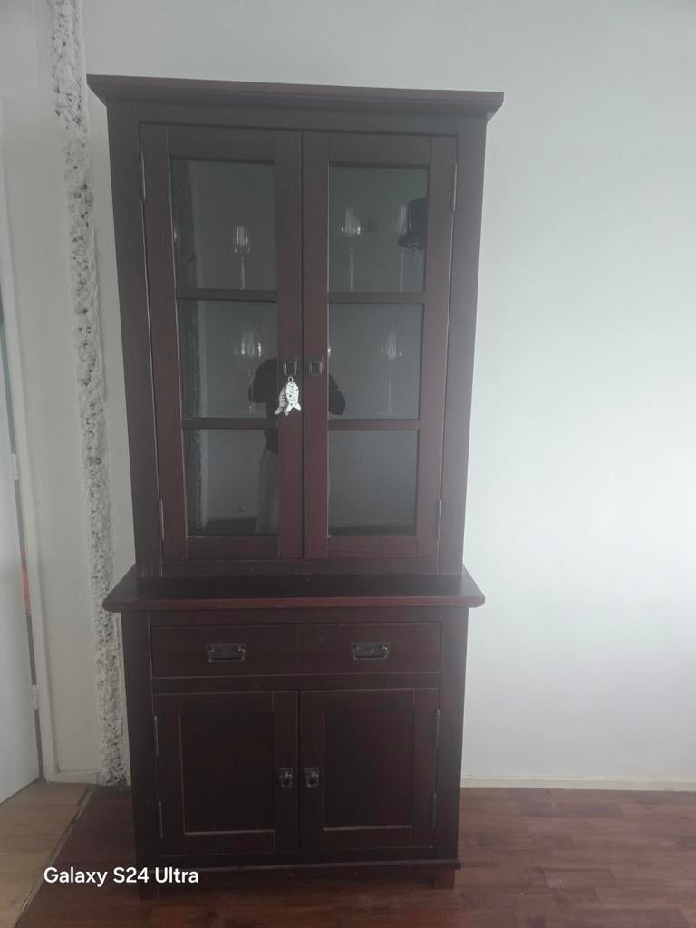 Mooie vitrinekast met lades en deuren, Gebruikt, Met deur(en), Glas, Klassiek