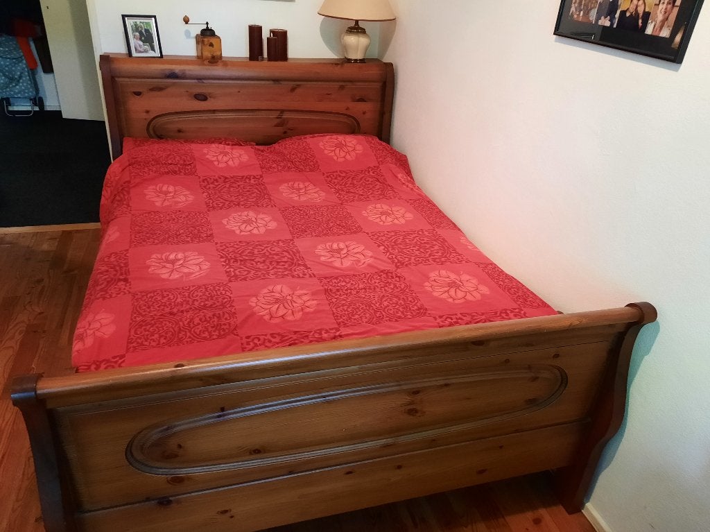 Tweepersoonsbed 200 x 140 cm, Ophalen, Gebruikt, Bruin, Tweepersoons