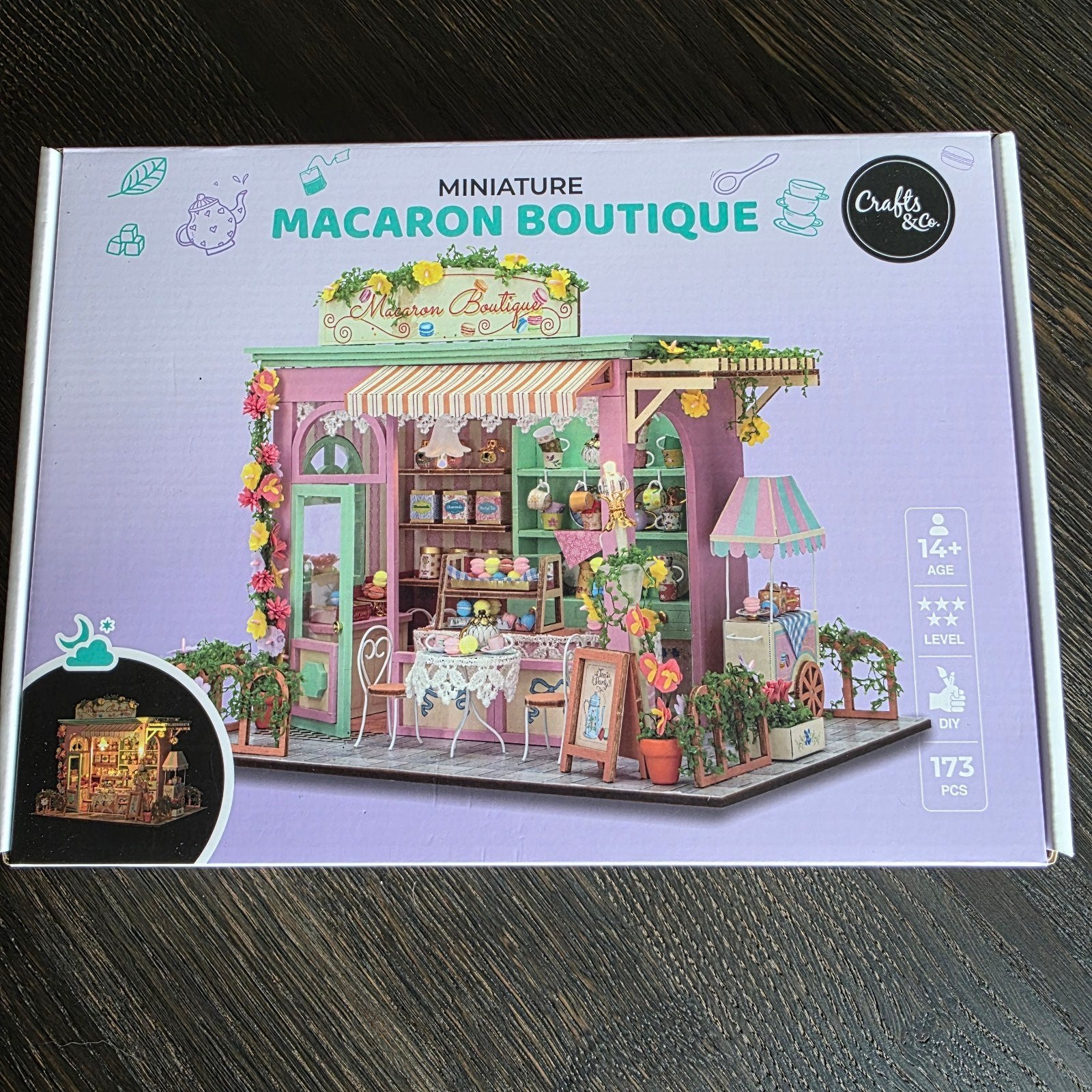 Macaron Boutique miniatuur huisje DIY, Hobby en Vrije tijd, Ophalen of Verzenden, Minder dan 500 stukjes, Nieuw, Rubik's of 3D-puzzel