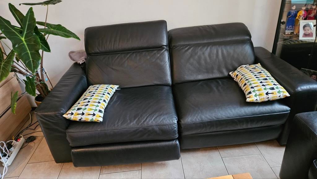 Lederen bank met relaxfunctie - Comfortabel en stijlvol, Ophalen, Gebruikt, Modern en comfortabel, 150 tot 200 cm