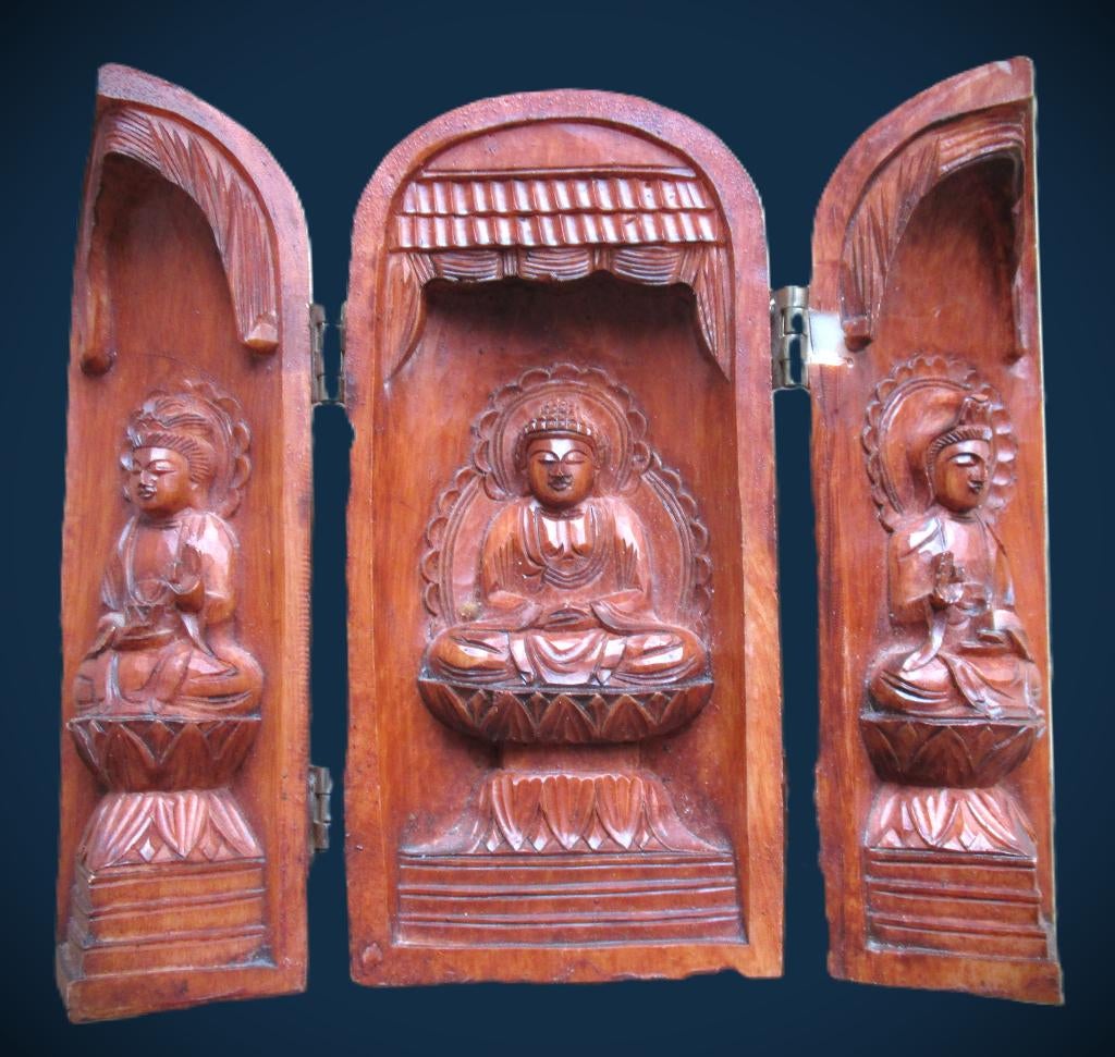 Boeddha~Japanse Oud Buxushouten look open Boeddha box, Ophalen of Verzenden, Zo goed als nieuw