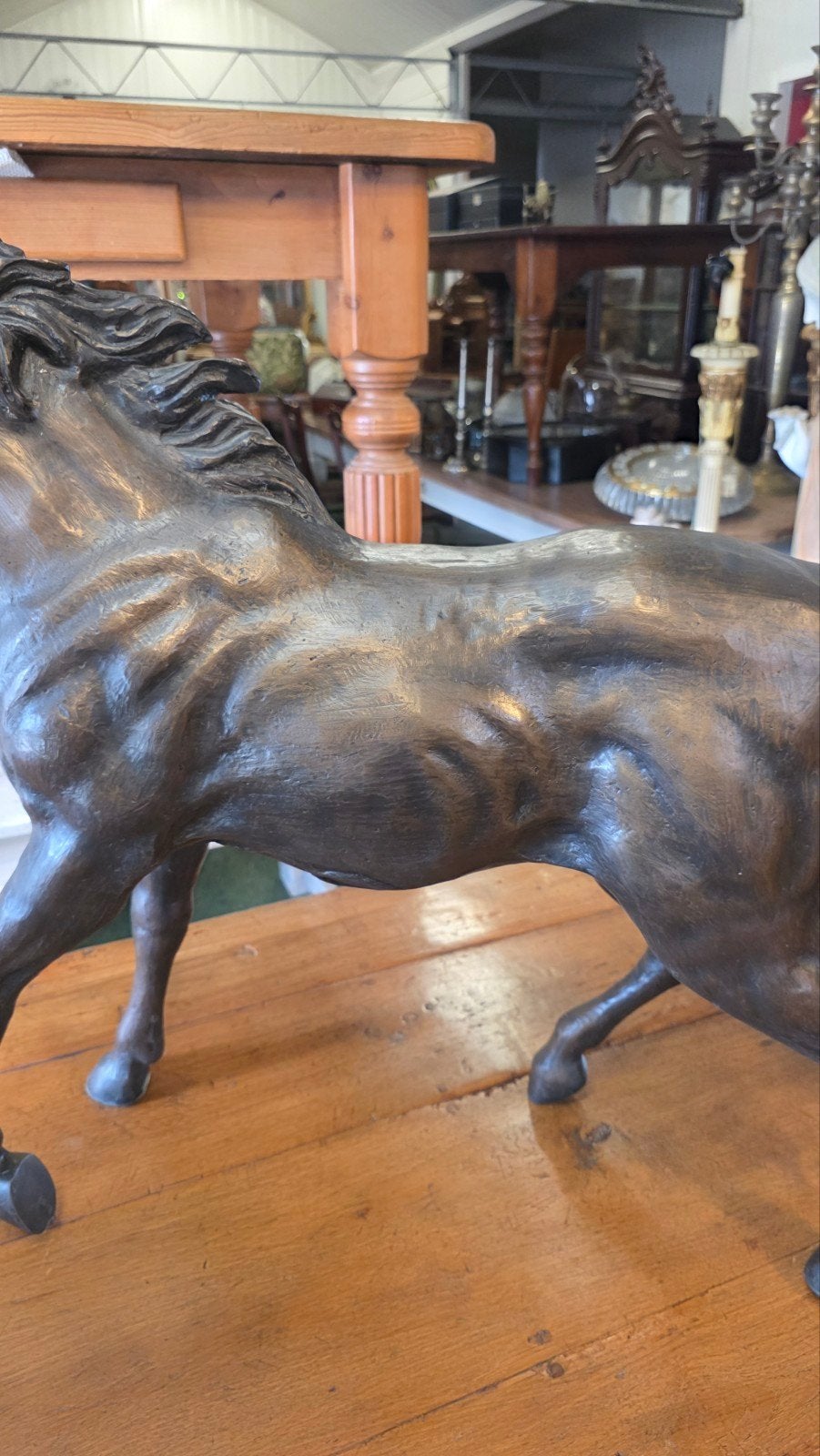 Groot antiek bronzen paarden beeld, Ophalen