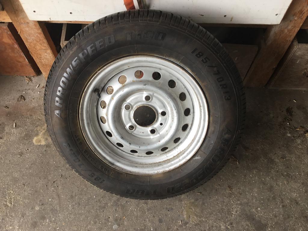 Reservewiel voor aanhangwagen 185/70R13, Auto diversen, Aanhangwagen-onderdelen, Verzenden, Gebruikt