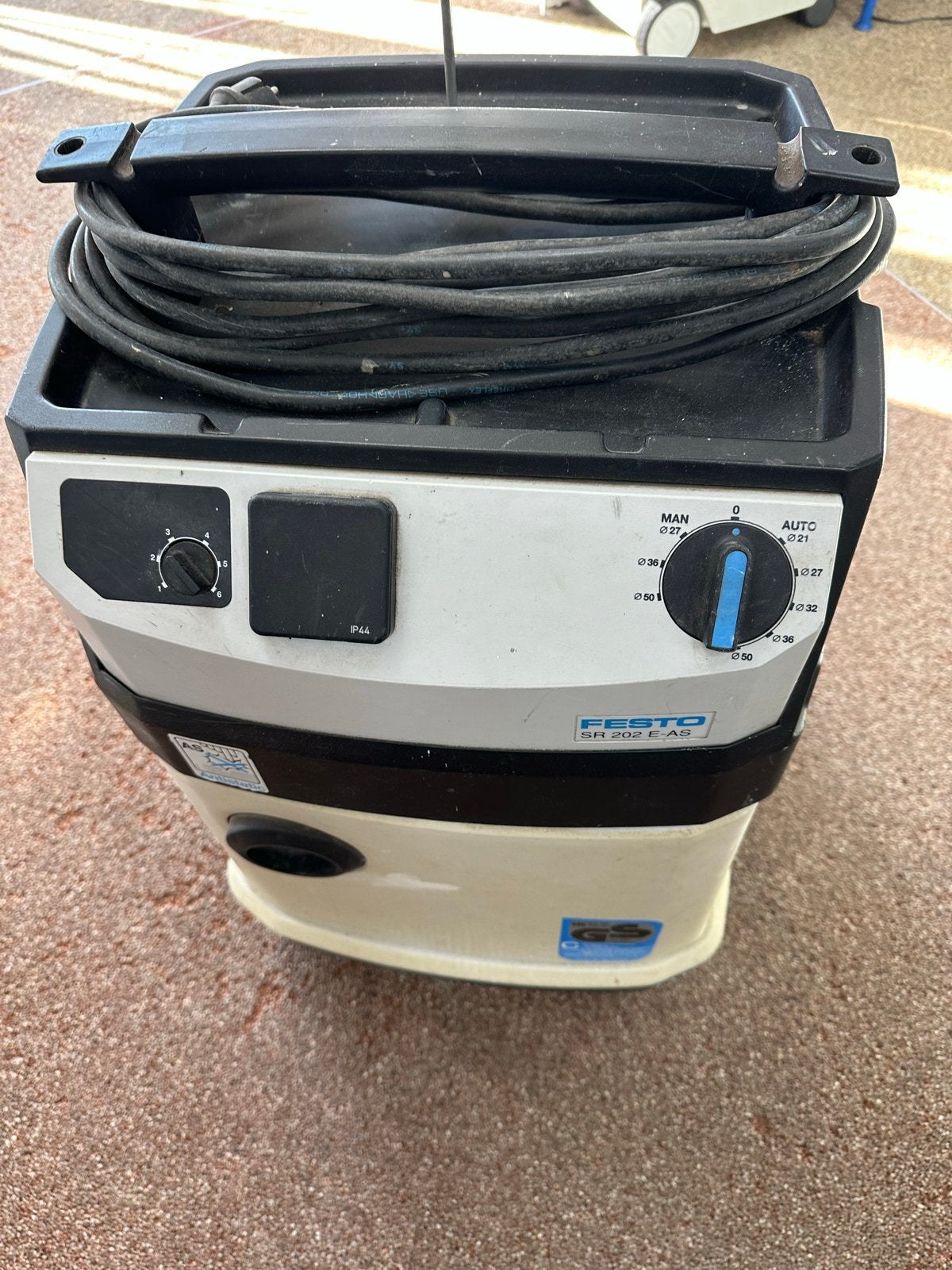Festo SR 202 E-AS Industriële Stofzuiger 1200W, Gebruikt, Industriële stofzuiger, 1200 tot 1600 watt, Ophalen