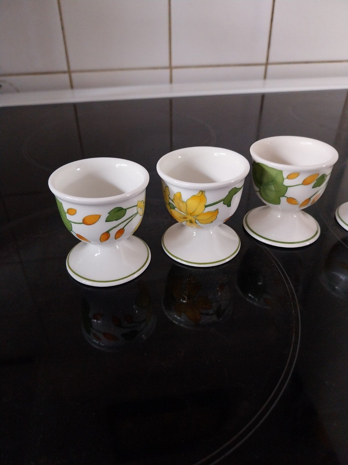 Villeroy & Boch Geranium eierdopjes - set van 3, Ophalen of Verzenden