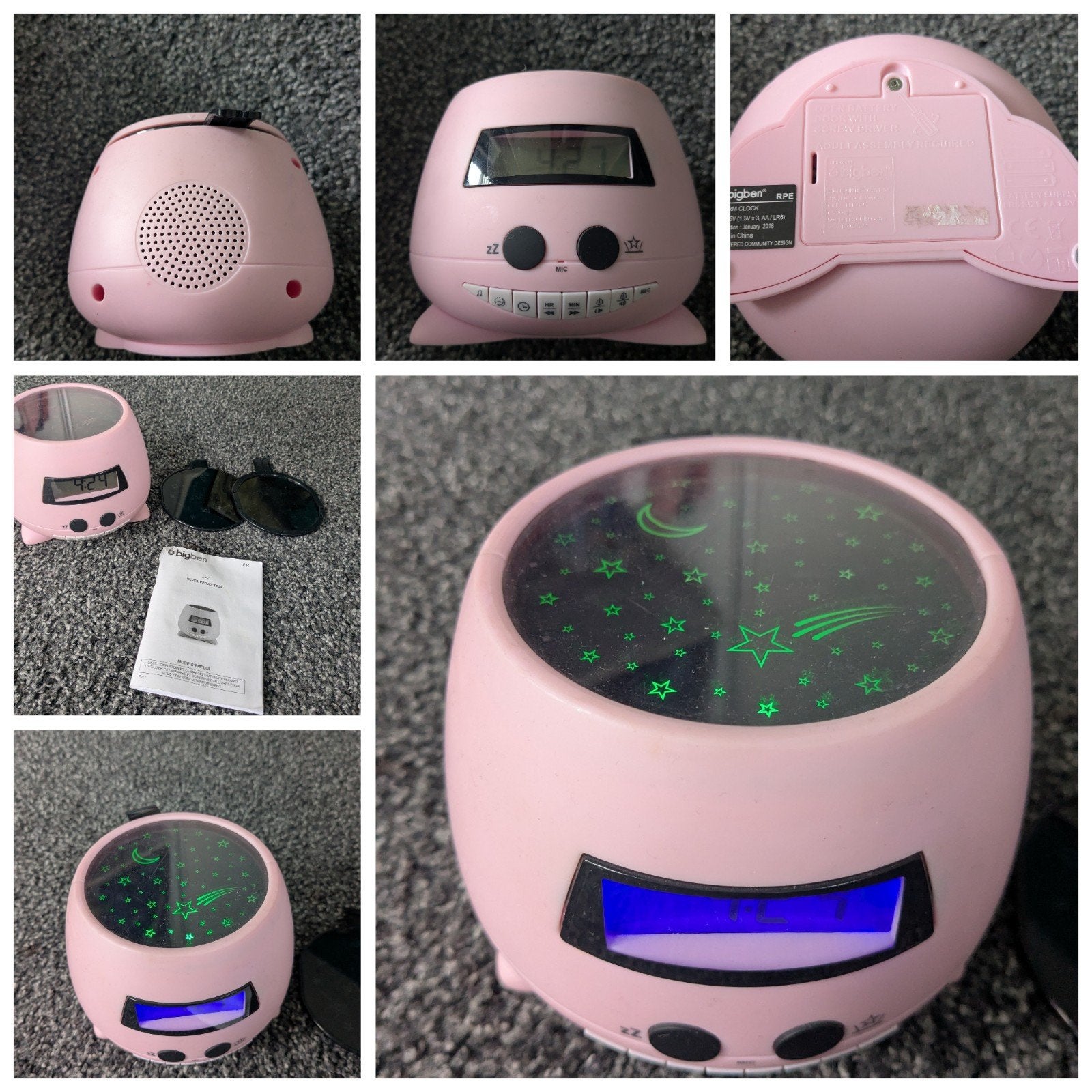 Bigben Kids Projectie Wekker Roze - Sterrenhemel, Witgoed en Apparatuur, Wekkers, Ophalen of Verzenden