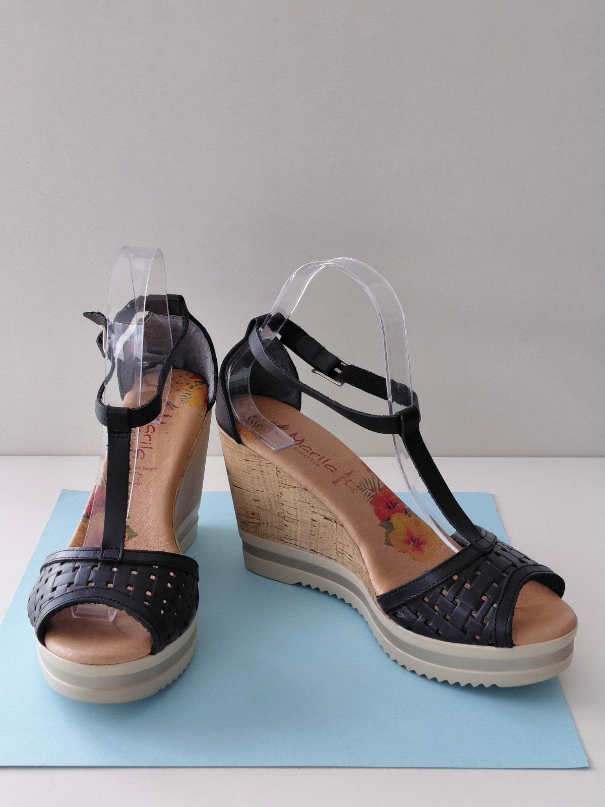 Mooie leren Marila sandalen 40 (als nieuw), Zwart, Zo goed als nieuw, Marila, Sandalen of Muiltjes