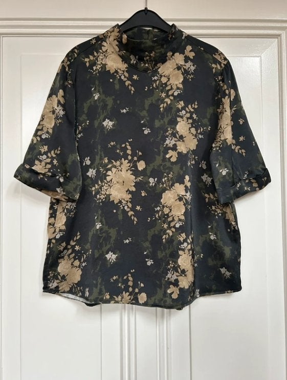 Yaya blouse - shirt viscose maat 40 zwart-groen-beige, Kleding | Dames, Maat 38/40 (M), Zwart, Ophalen of Verzenden, Zo goed als nieuw