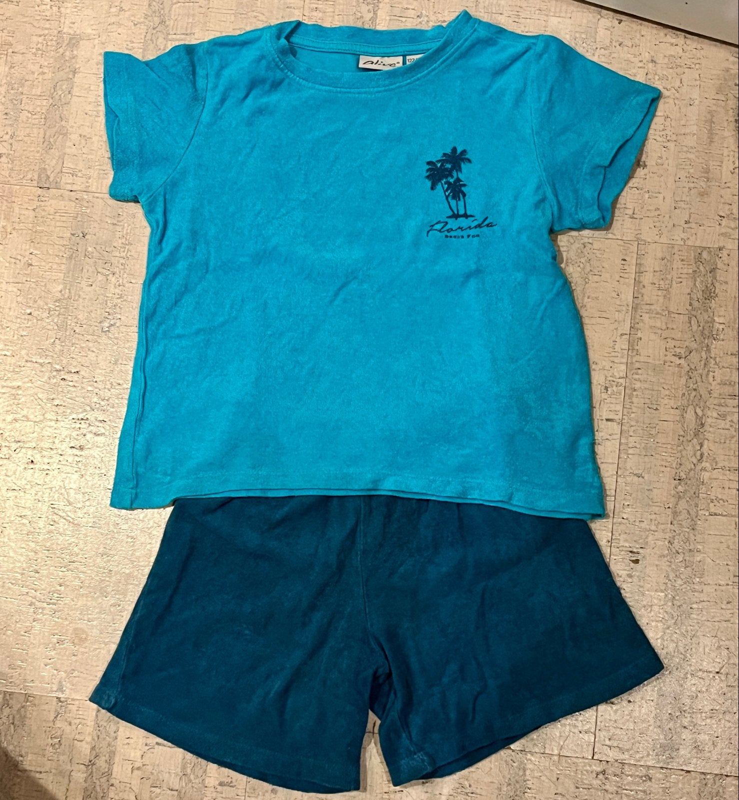 Badstof strandsetje blauw Alive - maat 122/128, Ophalen of Verzenden, Zo goed als nieuw, Jongen, Setje