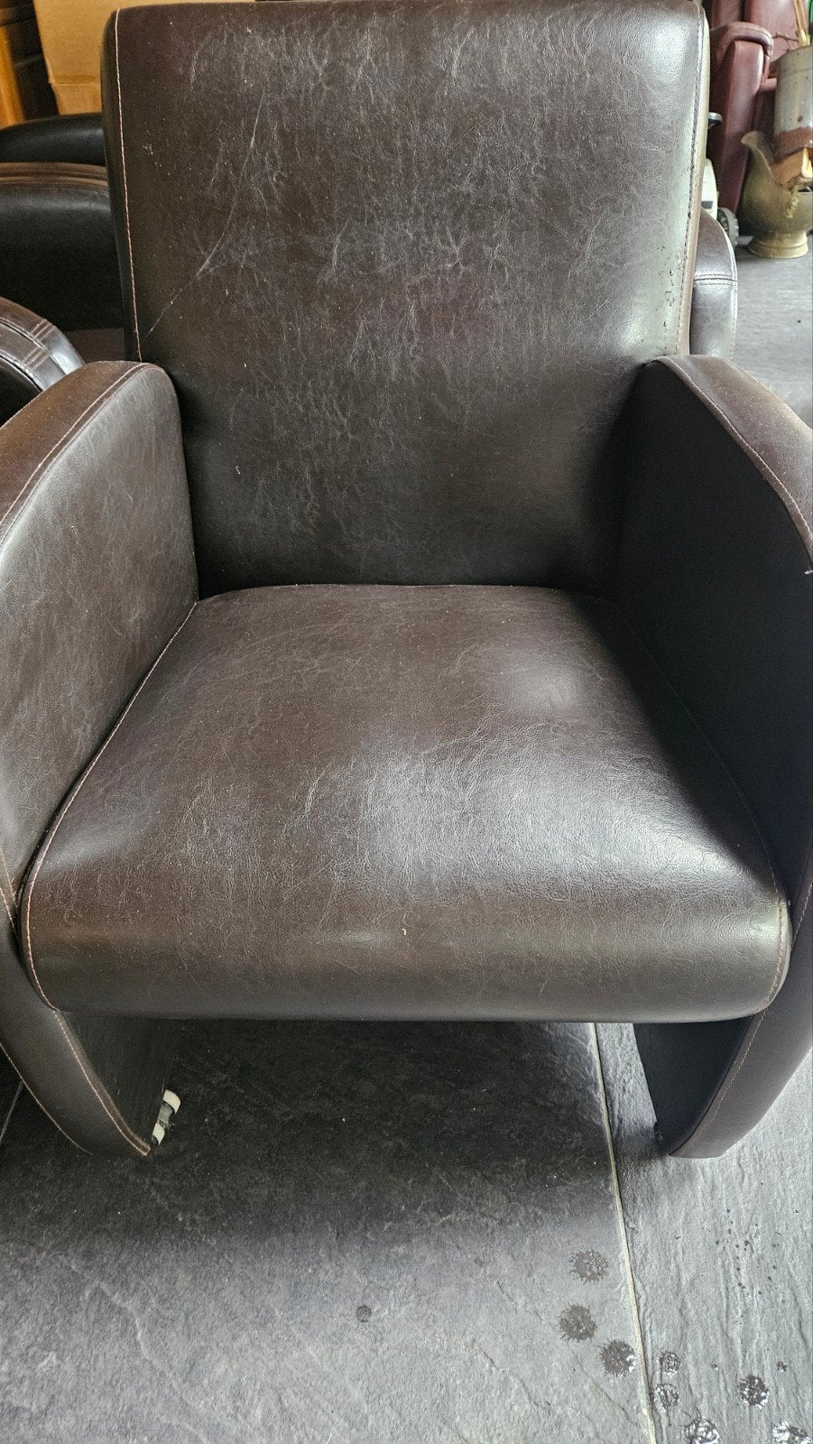6 Bruine Stoelen met Lichte Gebruikssporen, Huis en Inrichting, Stoelen, Gebruikt, Vijf, Zes of meer stoelen, Leer, Bruin, Ophalen