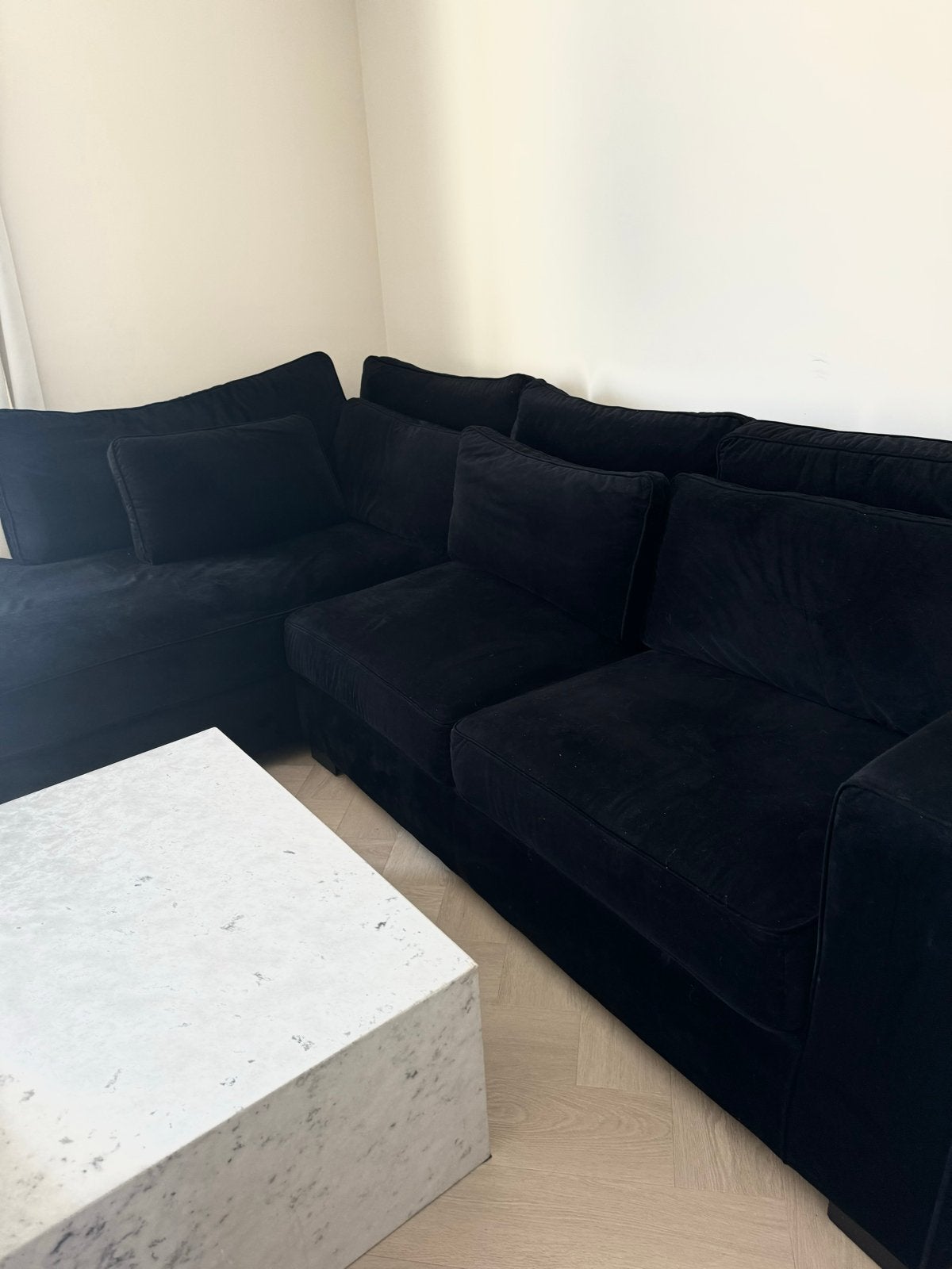 Ruime Hoekbank Zwart - Wasbare Hoezen - 278x180 cm, Ophalen, 250 tot 300 cm, Gebruikt, Hoekbank