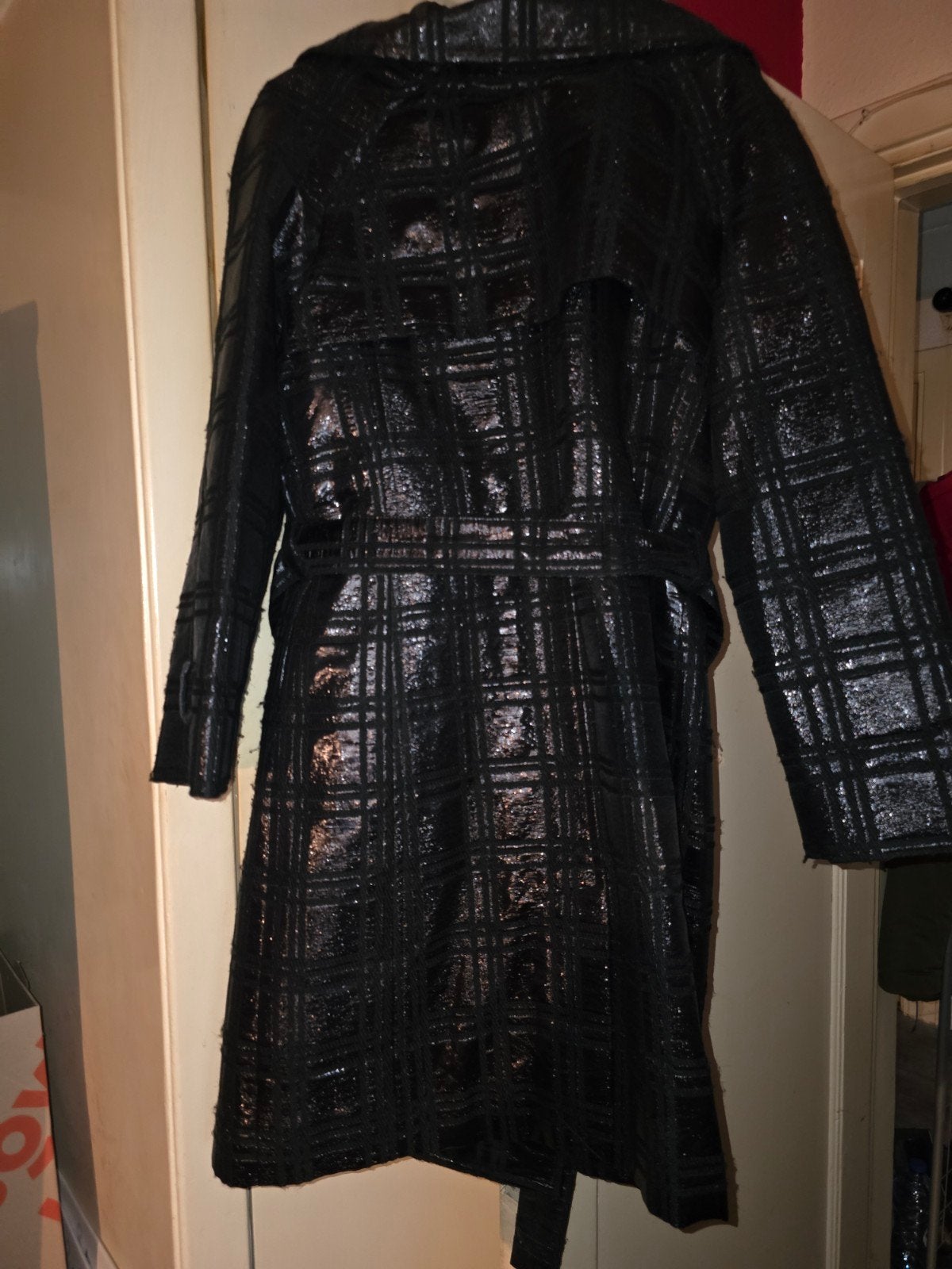 Michael Kors Zwarte Geruite Trenchcoat, Michael Kors, Zwart, Maat 46/48 (XL) of groter, Ophalen of Verzenden