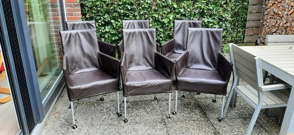 Leren eettafelstoelen, Ophalen, Gebruikt, Bruin, Vijf, Zes of meer stoelen