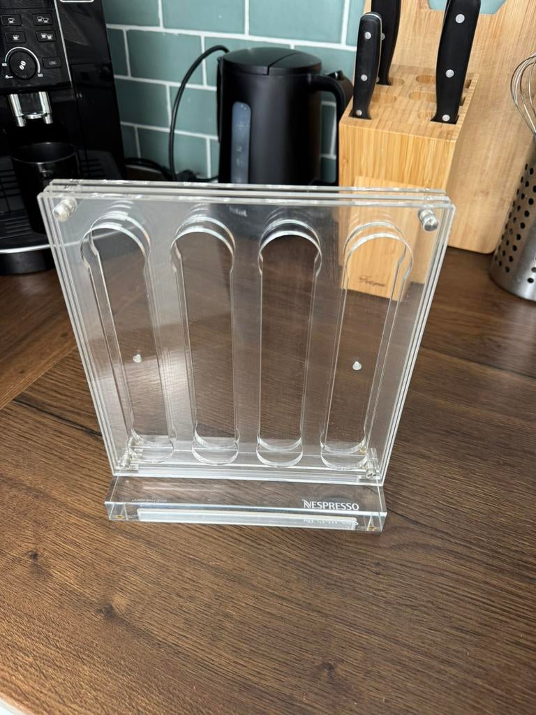 Doorzichtige koffiecuphouder nespresso, Ophalen, Gebruikt