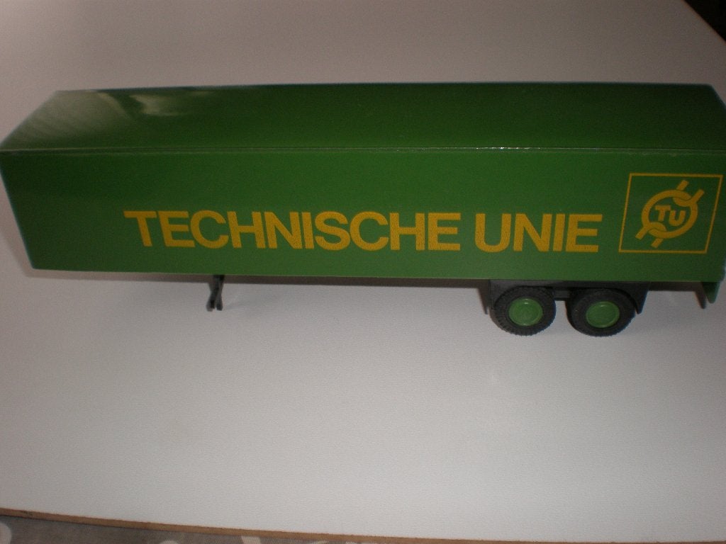Metalen miniatuur trailer Technische Unie, Hobby en Vrije tijd, Ophalen of Verzenden, Zo goed als nieuw, Bus of Vrachtwagen, Lion Toys