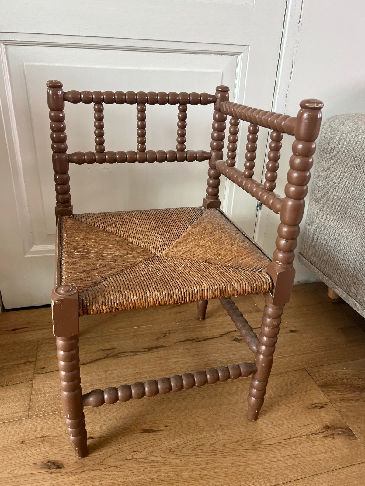 Vintage stoel met biezen zitting, Ophalen
