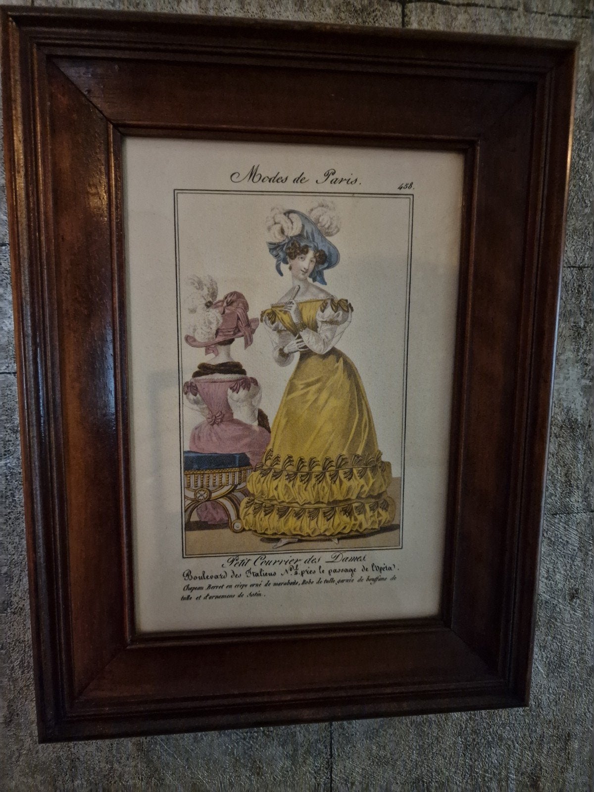 Antieke Franse Mode Prent - Modes de Paris, Ophalen of Verzenden, Gebruikt, Minder dan 50 cm, Print