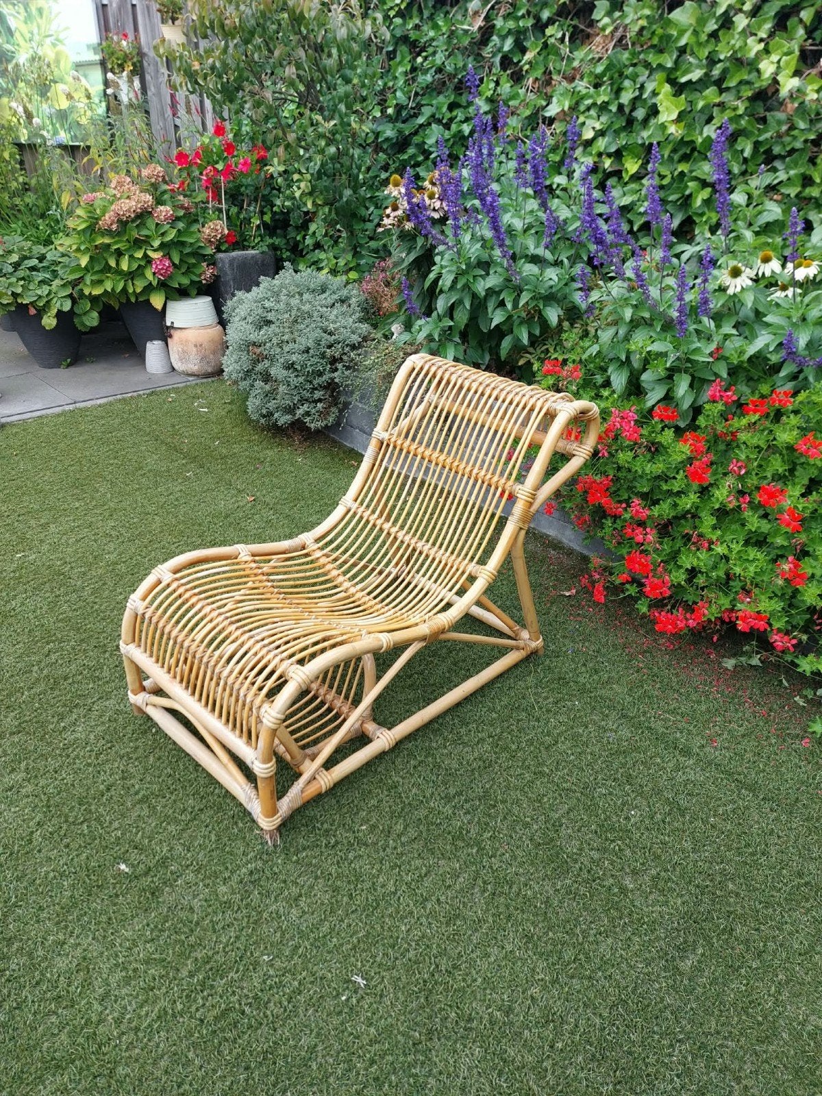 Rotan ligstoel, lounge stoel, rieten stoel, Ophalen, Gebruikt, Rotan