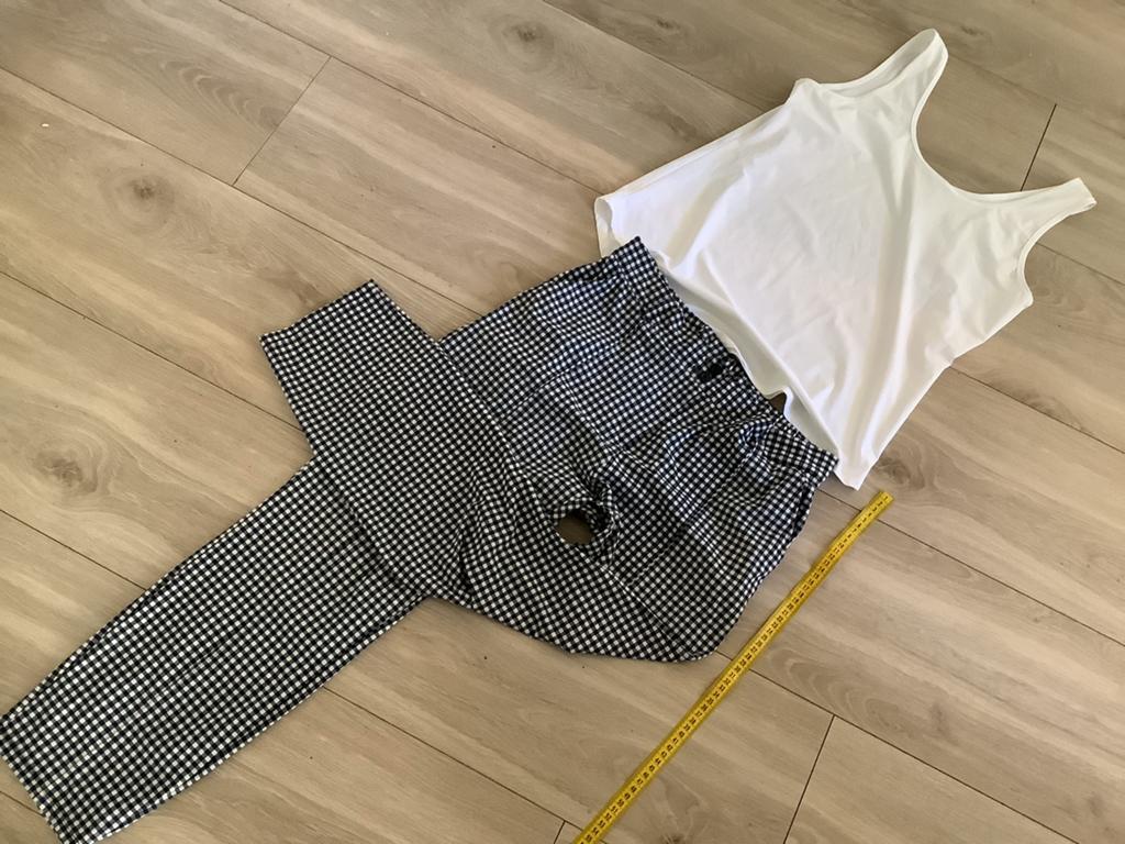 Travelstof set L studio Anneloes broek met witte top, Blauw, Maat 42/44 (L), Ophalen of Verzenden, Zo goed als nieuw