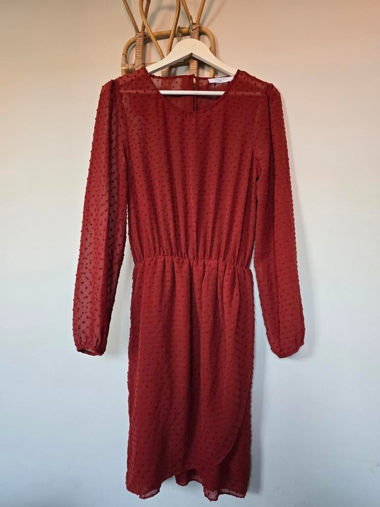 Costes rebel jurk maat S - bordeauxrood met stippen, Ophalen of Verzenden, Zo goed als nieuw, Maat 36 (S), Boven de knie