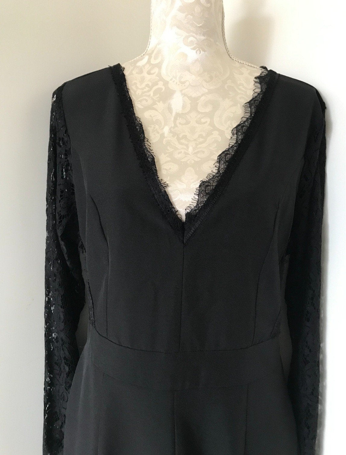 Zwarte Jumpsuit met Kanten Mouwen, Kleding | Dames, Ophalen of Verzenden, Zo goed als nieuw, Maat 46/48 (XL) of groter, Zwart