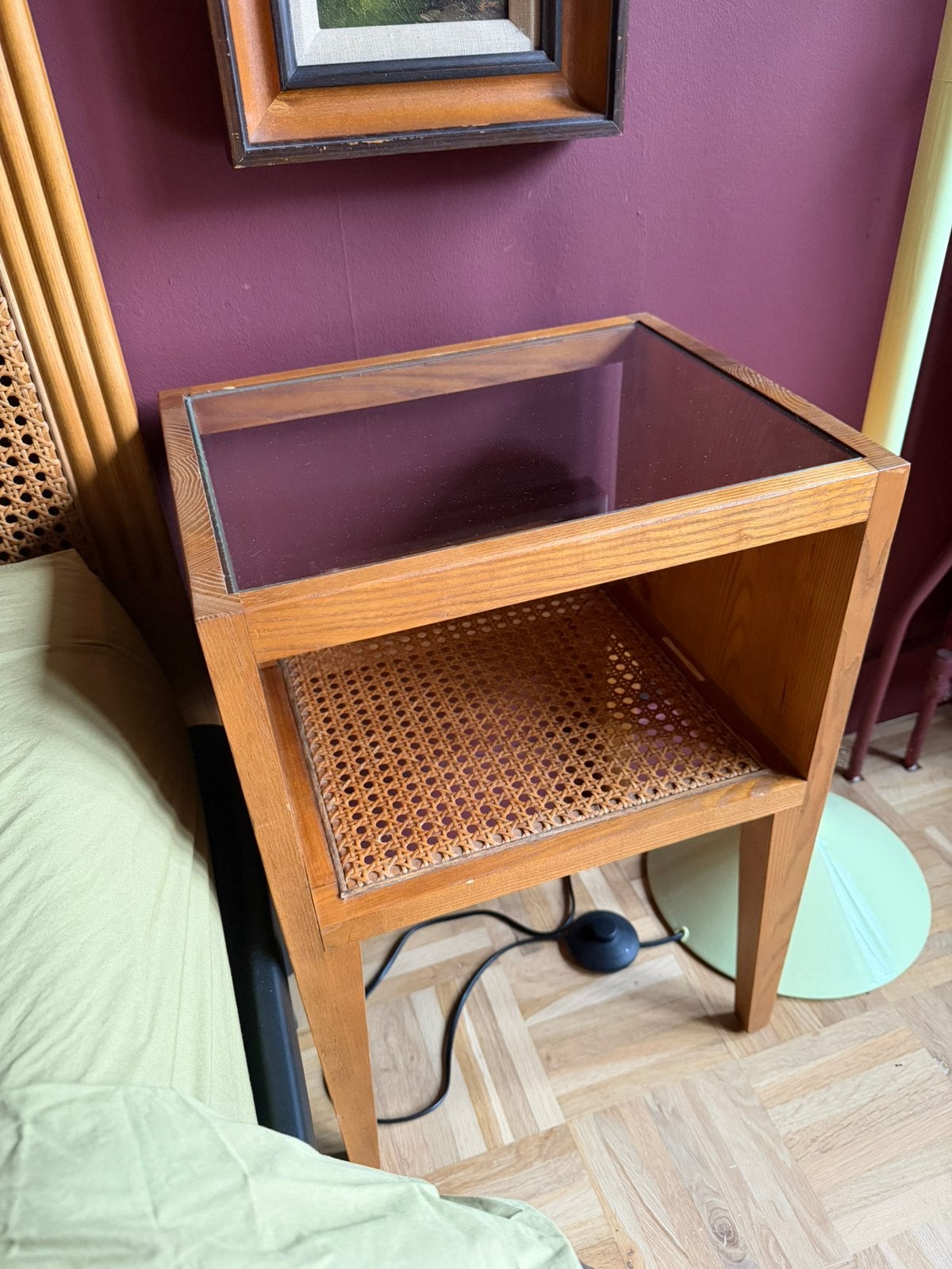 Nachtkastje zara home essenhout rotan, Ophalen, Gebruikt, Minder dan 45 cm, 55 tot 70 cm