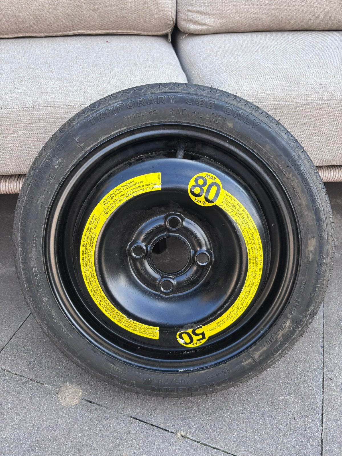 Michelin thuiskomer 125/70 R16, Ophalen, Gebruikt