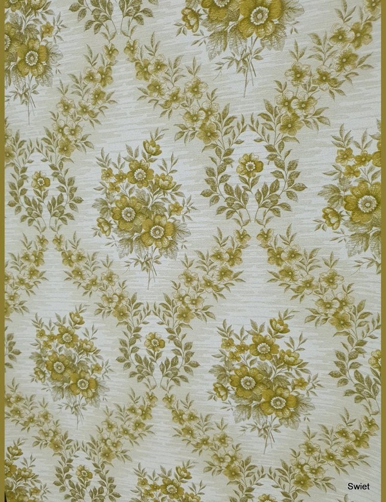 13946 klassiek behang barok bloemen ovaal retro groen swiet, Ophalen of Verzenden, Groen