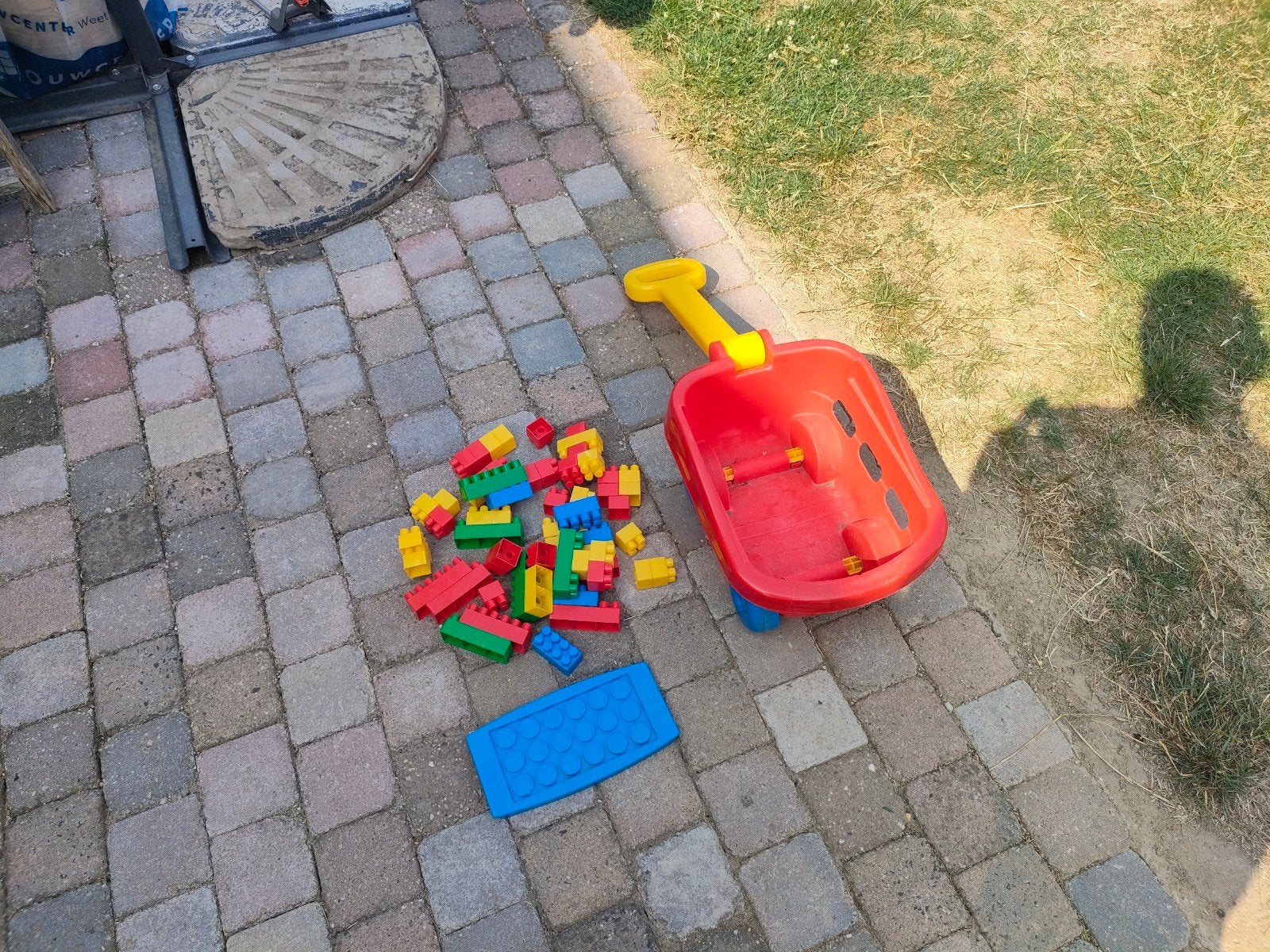 bouwblokken met kar, Ophalen, Gebruikt, Duplo, Inclusief accessoires