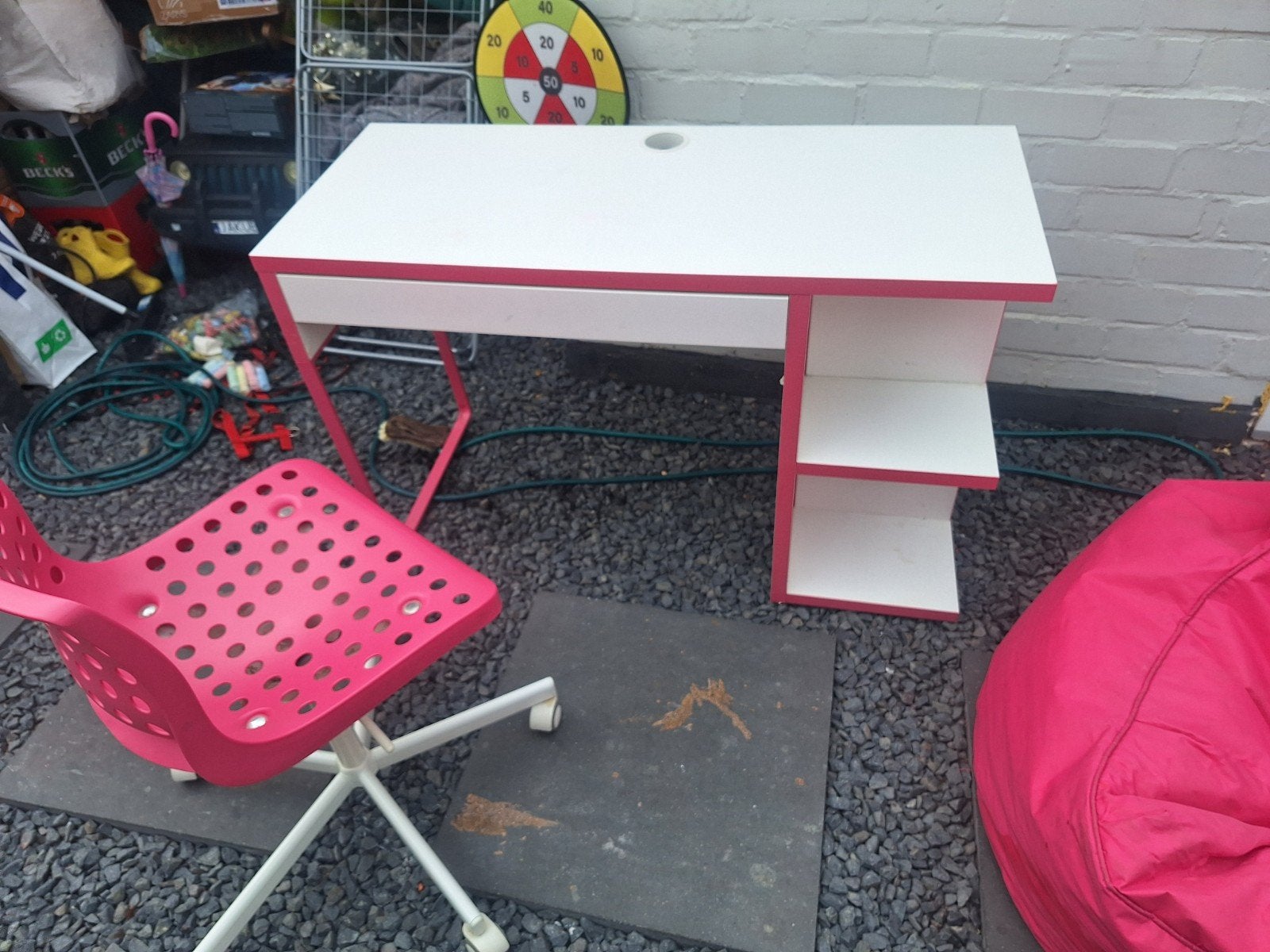 Roze bureaustoel met zitkussen, Ophalen, Gebruikt, Roze, Bureaustoel