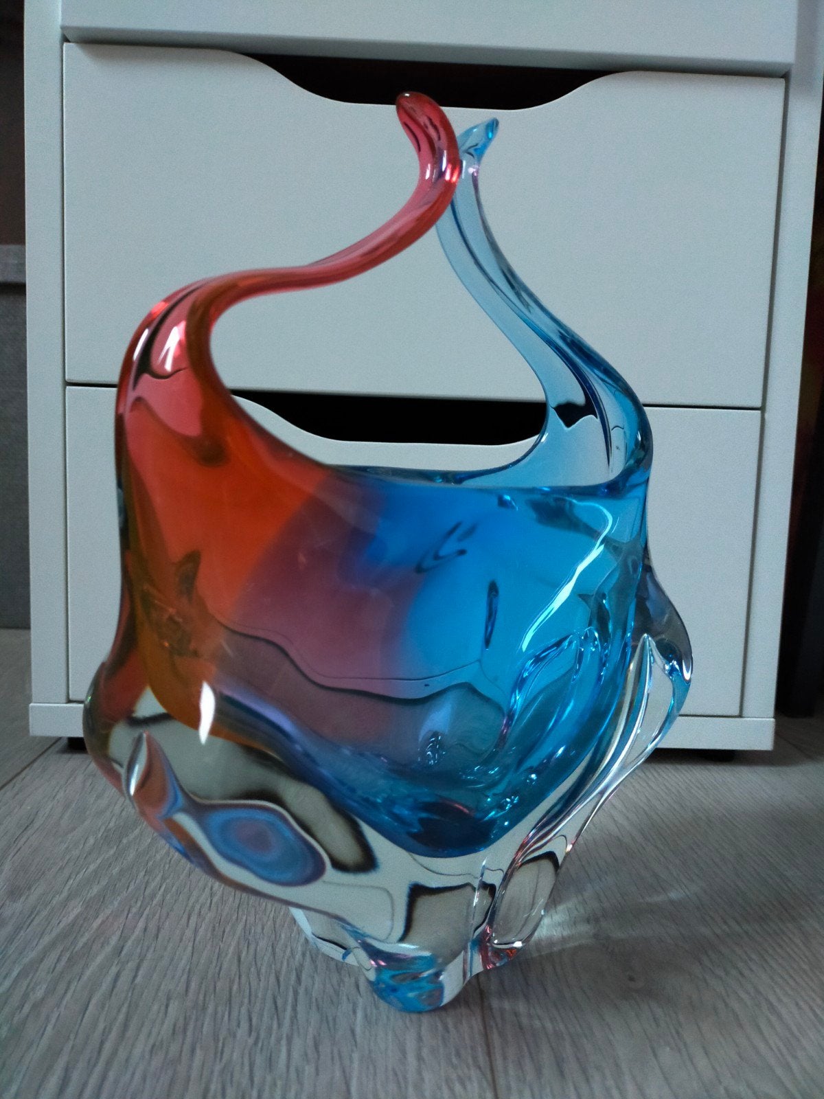 Josef Hospodka Chribska glazen vaas rood/blauw, Ophalen of Verzenden