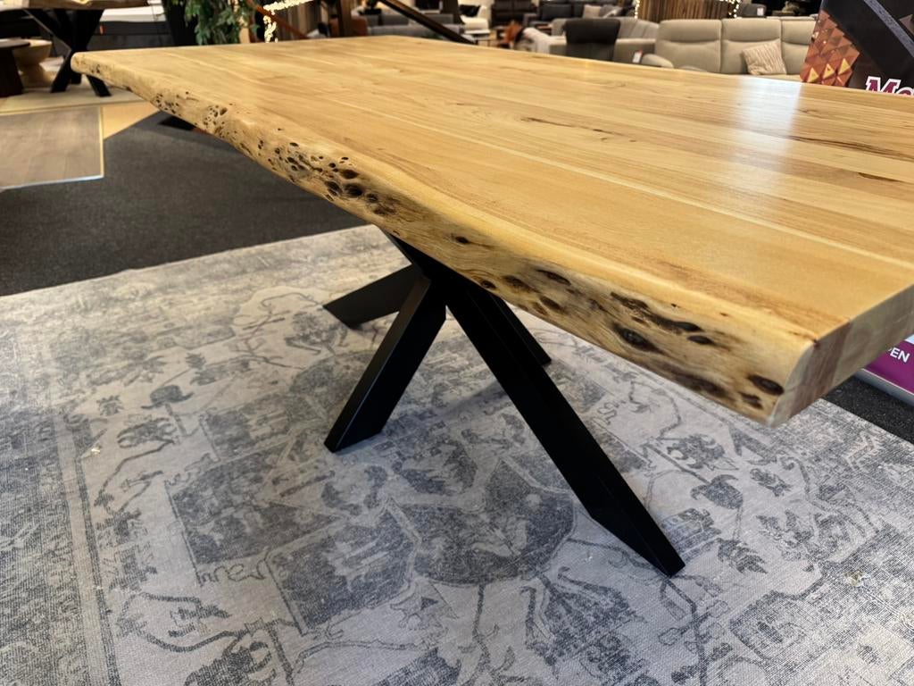 Eettafel 200 Acaciahout met spinpoot Direct/Leverbaar E-7373, Nieuw, 50 tot 100 cm, Mwonenenslapen@ziggo.nl, #Acaciahout#Rechthoek#Spinpoot#Eettafel#Boomstam