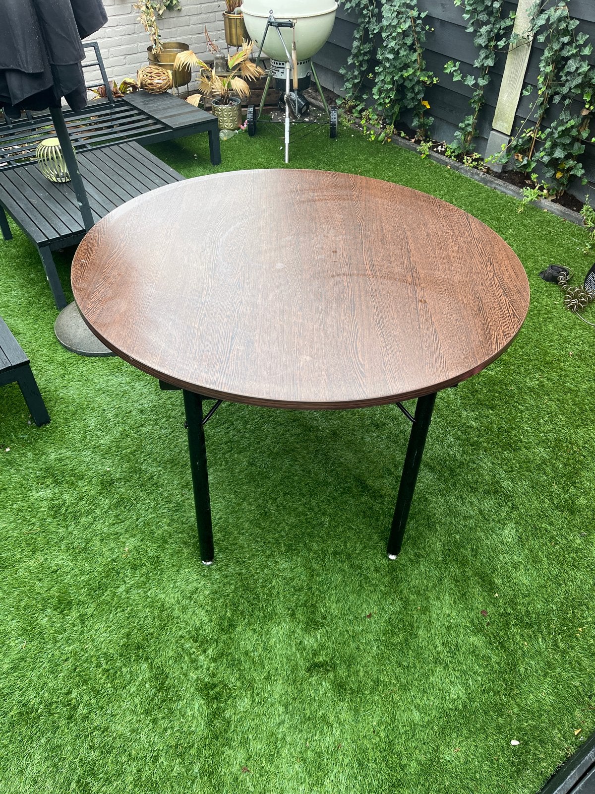 Ronde inklapbare tafel 1.20 - ideaal voor kleine ruimtes, Ophalen, Gebruikt, Rond, Vijf personen of meer