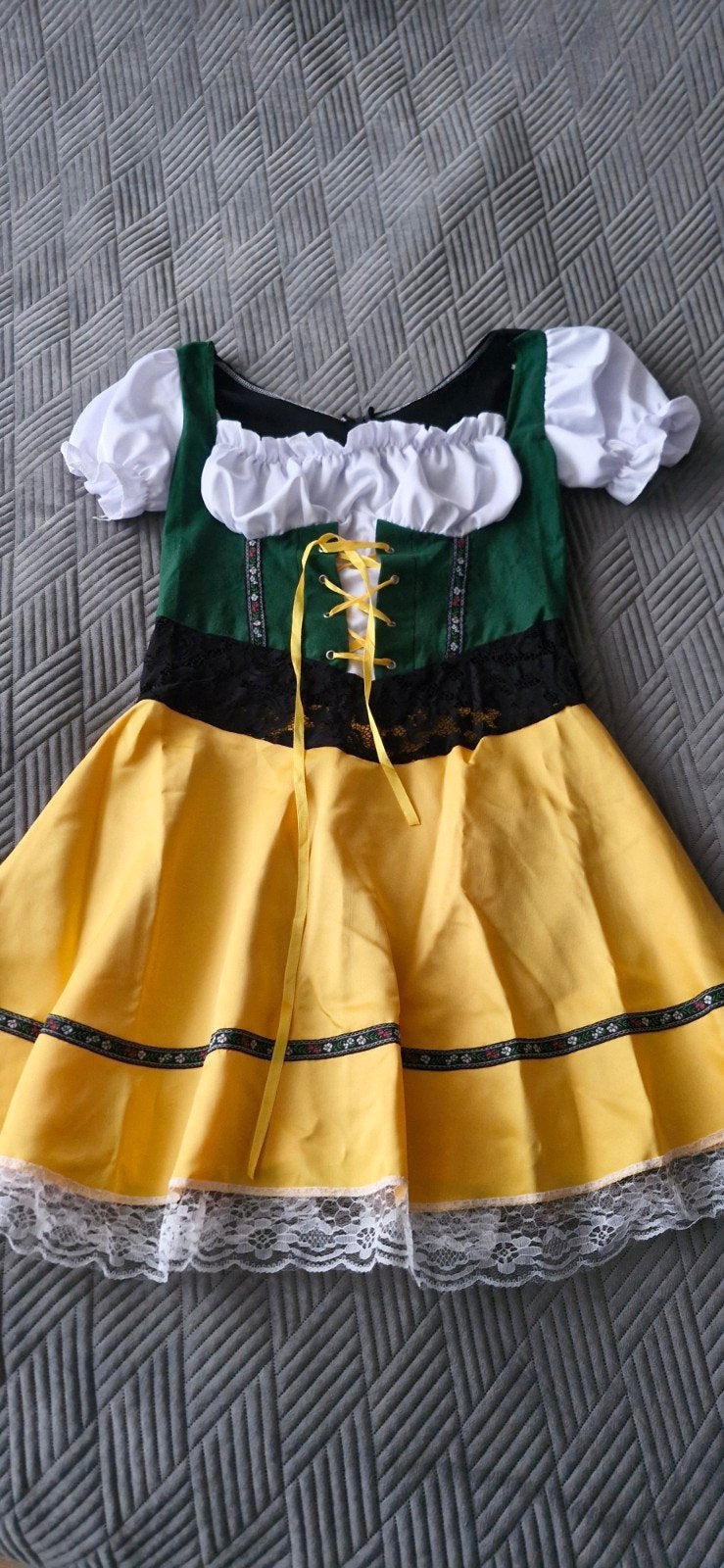 Leuke Dirndl Tiroler Jurk - Maat M, Maat 38/40 (M), Geel, Ophalen of Verzenden, Onbekend