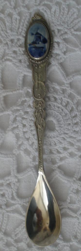 Antiek lepeltje met Delfts blauw, Ophalen of Verzenden