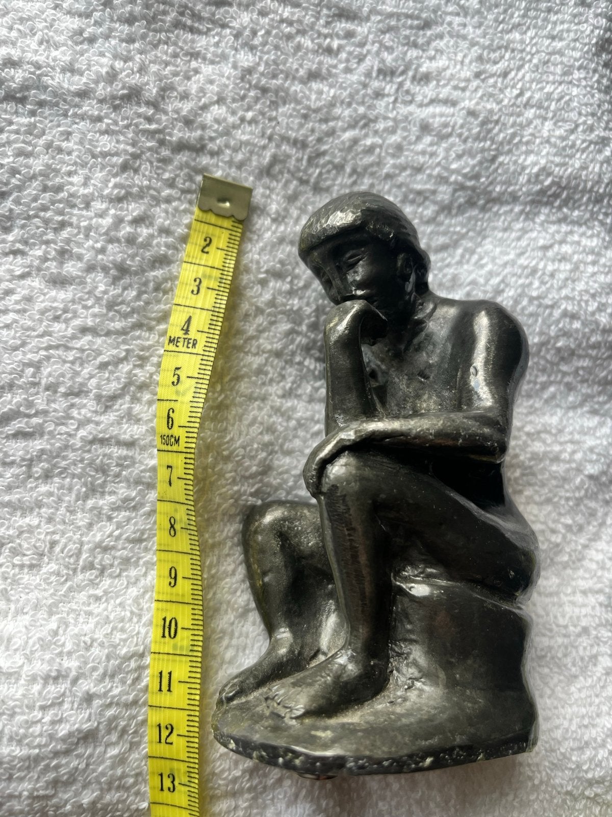 Beeldje 'De Denker' van tin - Vintage, Ophalen of Verzenden