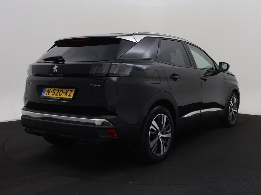 Peugeot 3008 1.6T HYbrid 225Pk BL. Allure Camera/Nav/Keyless, Auto's, Peugeot, Euro 6, 4 cilinders, Leder en Stof, Zwart