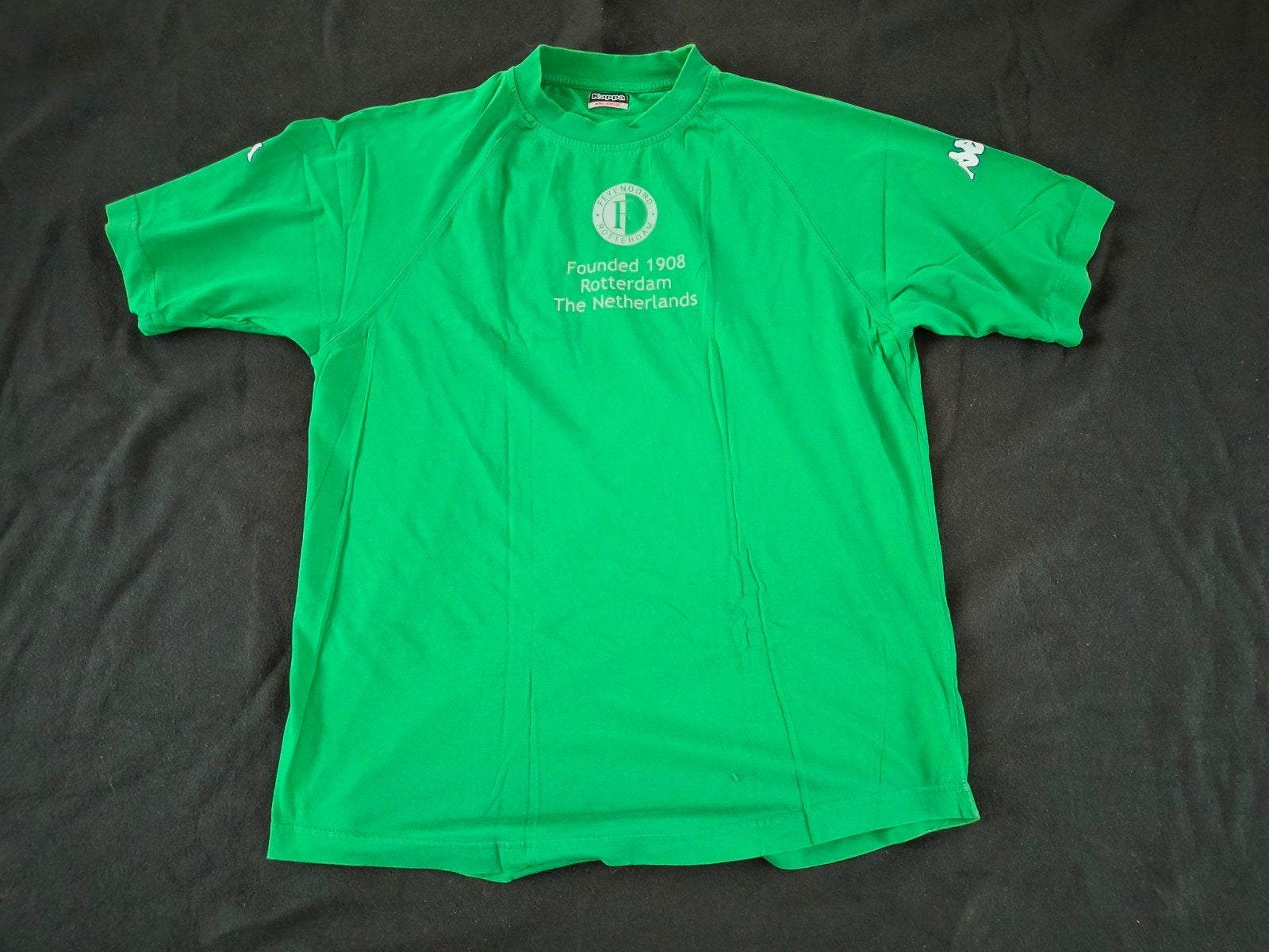 Vintage Feyenoord T-shirt - Groen - Maat XXL, Kappa, Overige maten, Ophalen of Verzenden, Gedragen