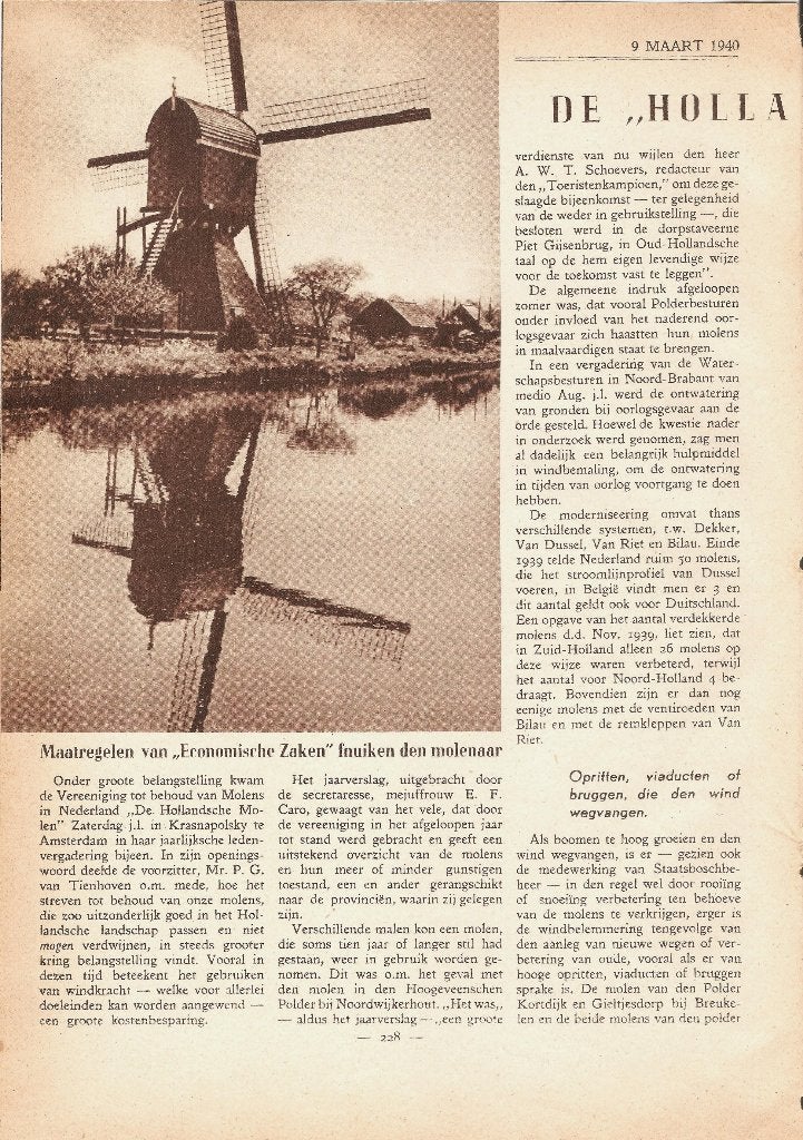 De Hollandsche Molen verg. knipsel 1940 Jutphaas Nieuwegein, Gebruikt, Ophalen of Verzenden, 1940 tot 1960, Gebouw