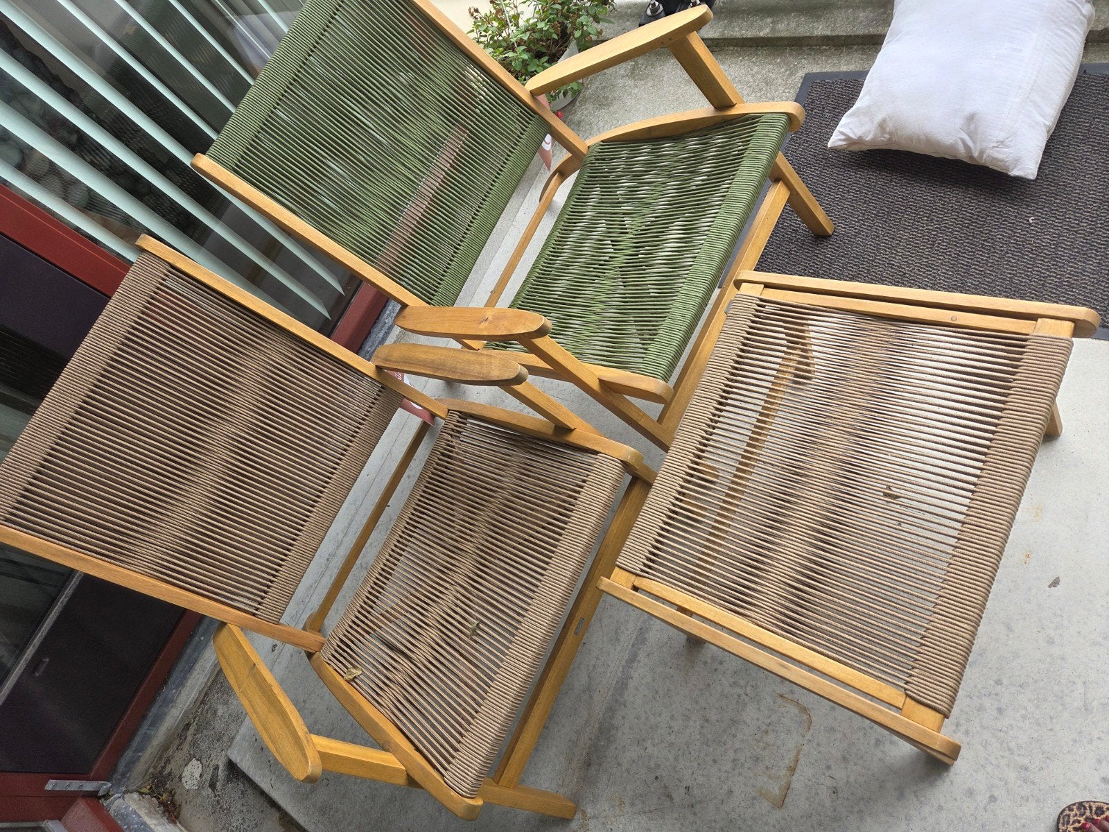 Set van 2houten tuinstoelen met touwzitting, Ophalen, Gebruikt, Twee, Overige kleuren