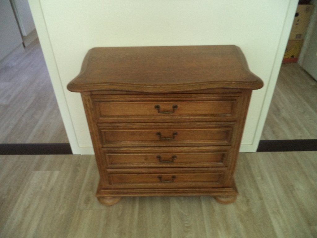 vintage eiken ladekastje, Ophalen, Gebruikt, 50 tot 100 cm, 3 of 4 laden