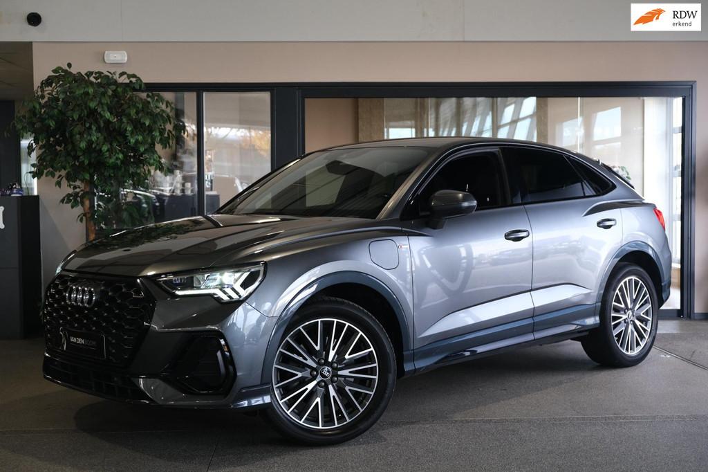 Audi Q3 Sportback 45 TFSIe 245pk 2x S-line Matrix Led Cam Cr, Gebruikt, Zwart, 4 cilinders, Hybride Elektrisch/Benzine
