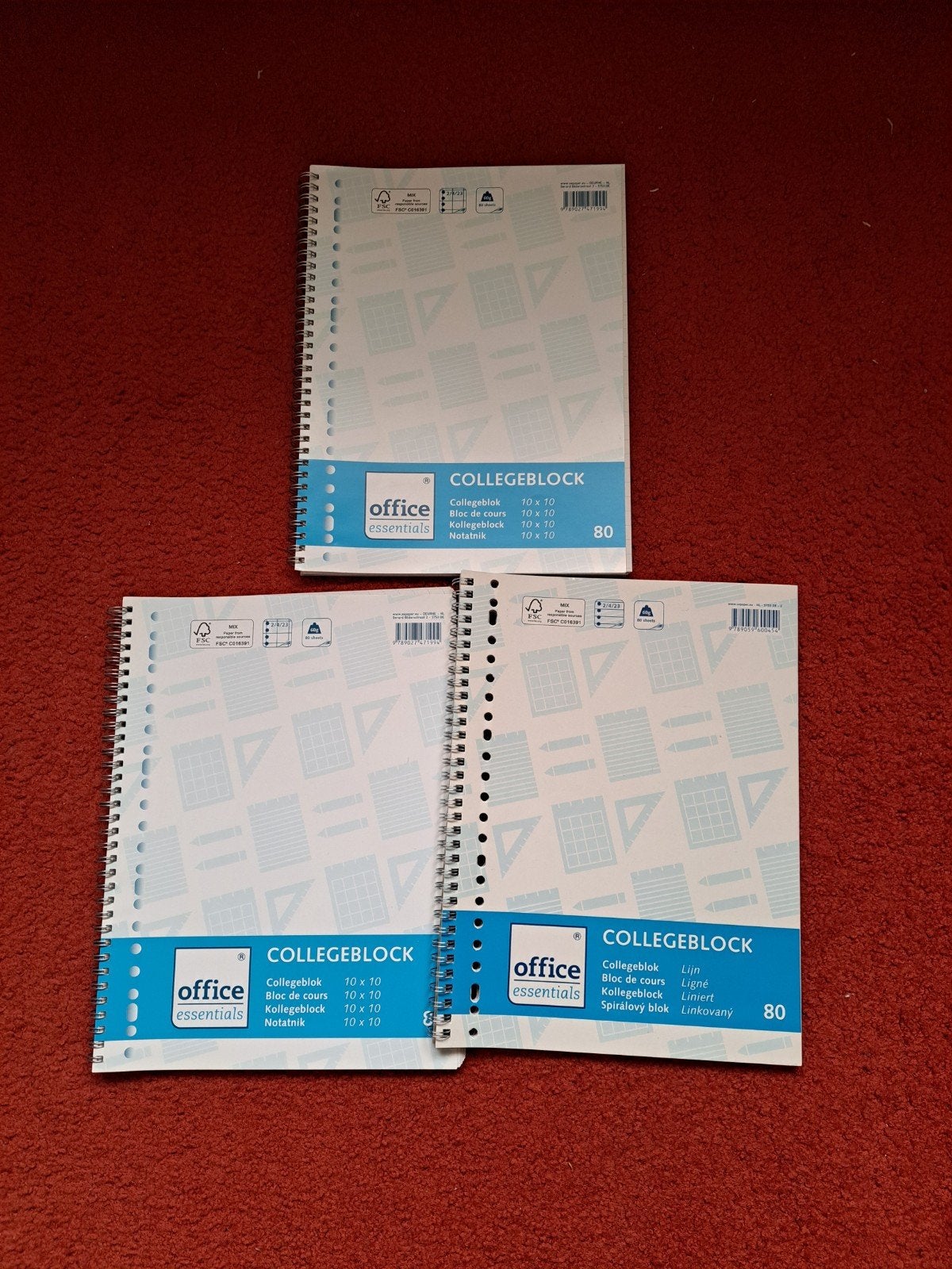 3 ringband A4 schriften 1x lijntjes 2x blokjes NIEUW NIEUW, Ophalen of Verzenden, Nieuw