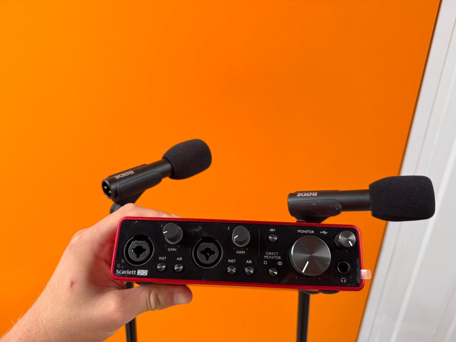 Rode M5 Microfoons met standaards en Focusrite Scarlett 2i2, Verzenden, Gebruikt, Instrumentmicrofoon